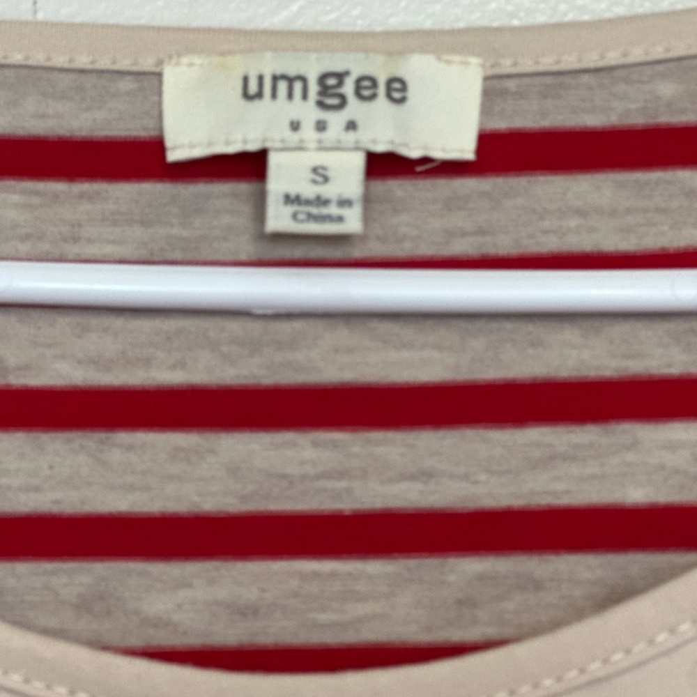 Umgee Red Cream Striped Boho Dress Small Tassel Trim NWOT Summer - Picture 9 of 10